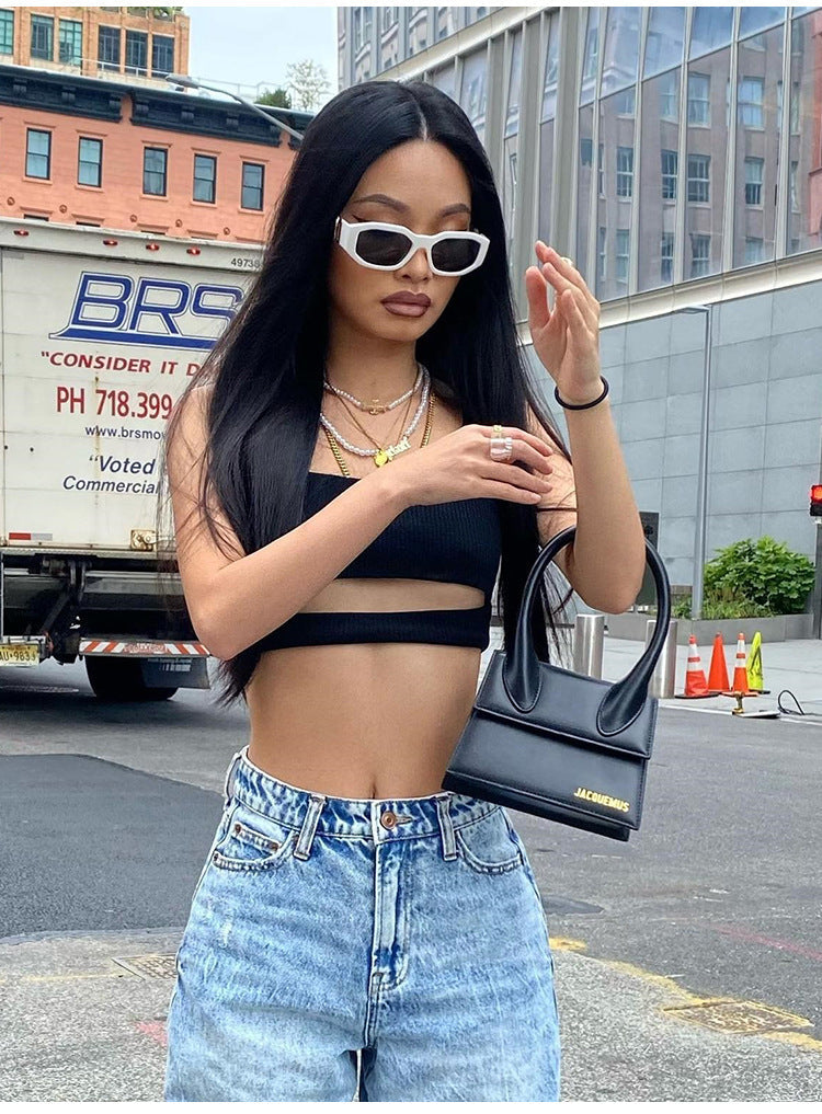 Jean taille haute à jambes larges