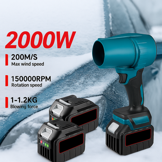Souffleur à feuilles turbo sans fil 2 000 W – Dépoussiéreur à air sans balais 200 m/s compatible avec batterie Makita