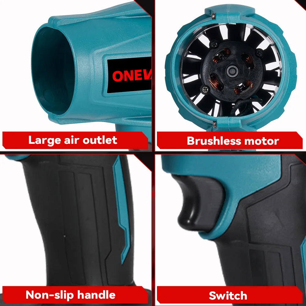 Souffleur à feuilles turbo sans fil 2 000 W – Dépoussiéreur à air sans balais 200 m/s compatible avec batterie Makita