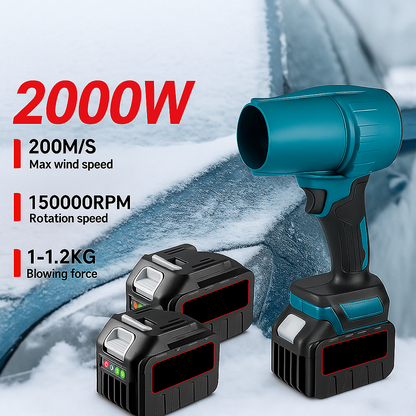 Souffleur à feuilles turbo sans fil 2 000 W – Dépoussiéreur à air sans balais 200 m/s compatible avec batterie Makita