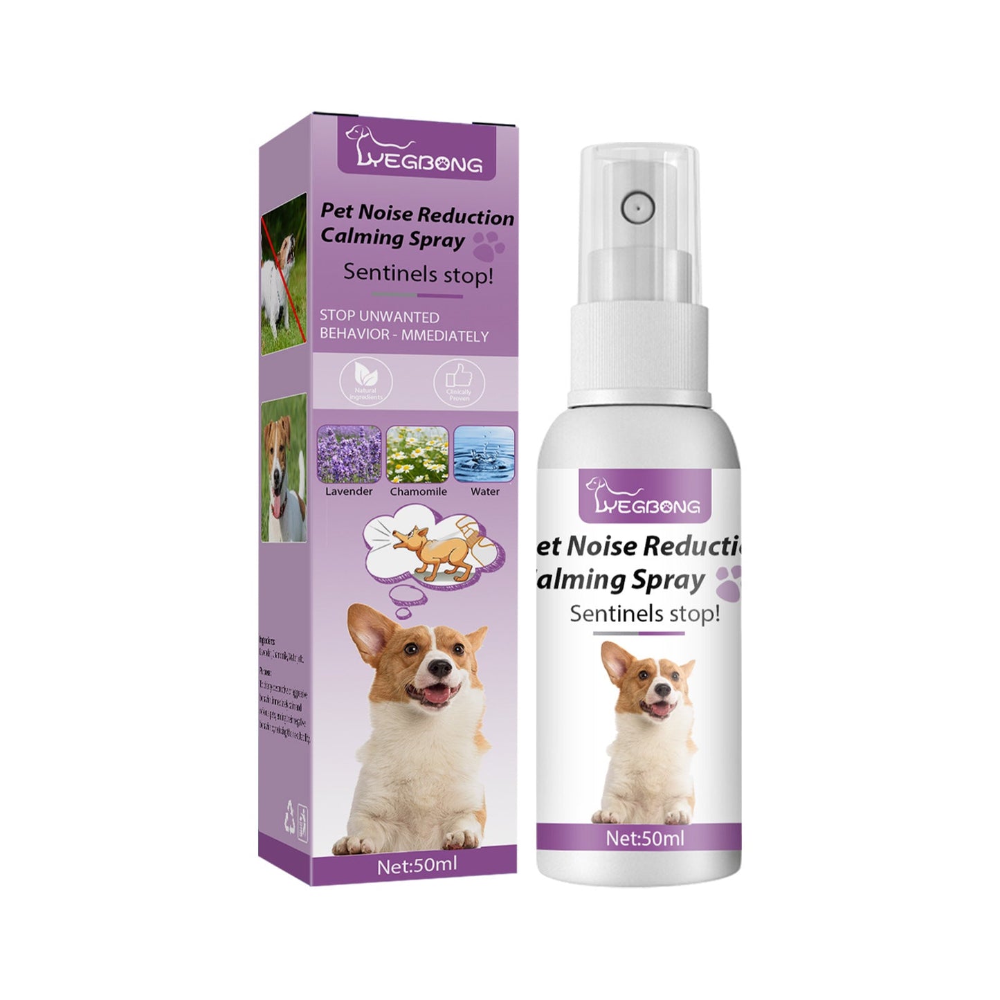 Spray anti-bruit pour animaux de compagnie, apaisant et apaisant