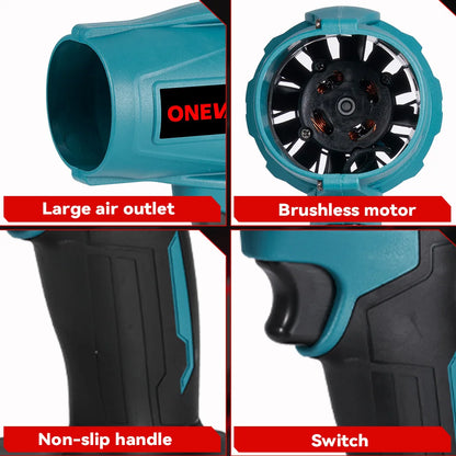 Souffleur à feuilles turbo sans fil 2 000 W – Dépoussiéreur à air sans balais 200 m/s compatible avec batterie Makita
